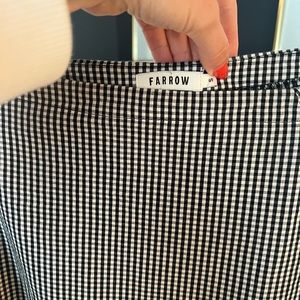 Off shoulder black + white gingham plaid blouse